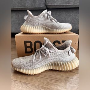 Yeezy Taupe and Beige Knit Sneakers